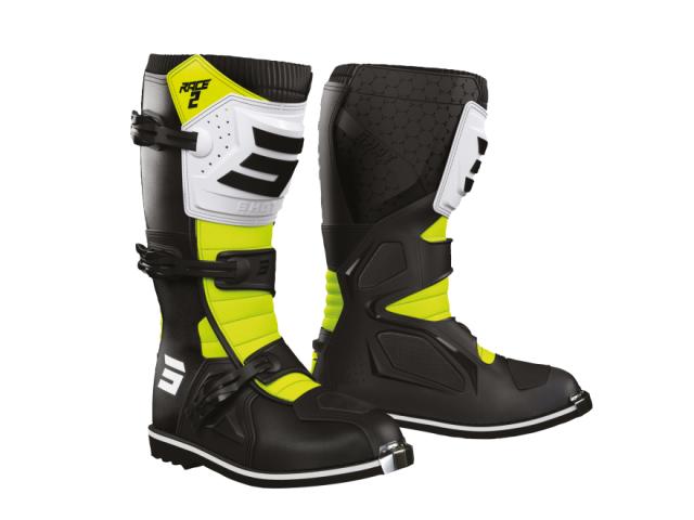 Stivali Cross Bambino Shot Race 2 Black-White-Yello Fluo