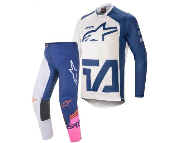 Completo Alpinestars Racer Compass Gear Off Bianco/Blu/rosa