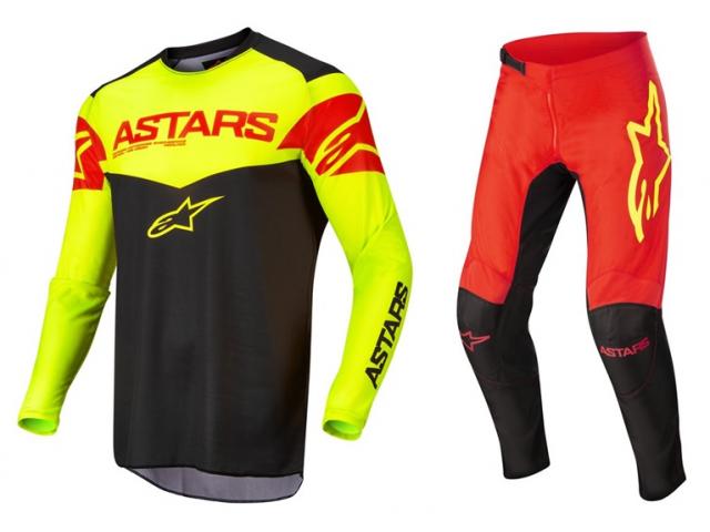 Completo Alpinestars Fluid Tripple Verde Fluo/Nero/Rosso