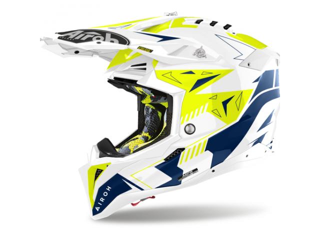 Casco Airoh Aviator 3 Spin Yellow/Blue Gloss