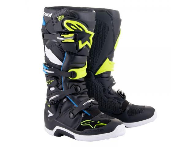 Stivali Alpinestars Tech 7 Nero-Blu-Giallo Fluo