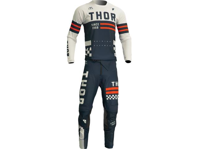 Completo Motocross THOR Pulse Combat Bianco-Blu