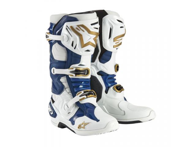 Stivali Alpinestars Tech 10 Limited Bianco-Blu-Oro