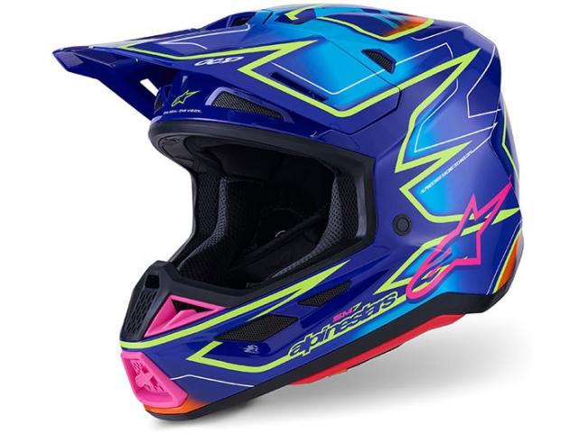 Casco Alpinestars SM7 Cast Blu/Azzurro/Giallo Fluo/Rosa